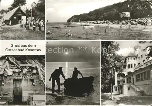 Koserow Ostseebad Usedom FDGB Feriendienst Fischgaststaette Fischer Strand Abendstimmung Erholungsheim Kat. Koserow