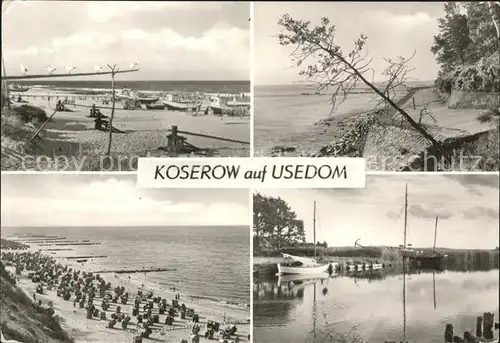 Koserow Ostseebad Usedom Fischereistrand Ufermauer Streckelberg Badestrand Achterwasser Kat. Koserow