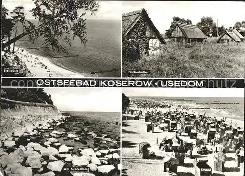 Koserow Ostseebad Usedom Steilkueste Fischerhuetten Streckelsberg Duene Strand Kat. Koserow
