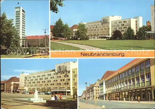 Neubrandenburg Hochhaus Karl Marx Platz Hotel Vier Tore Centrum Warenhaus Ernst Thaelmann Strasse Kat. Neubrandenburg