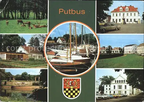 Putbus Ruegen Tierpark Gaststaette Pergola Schwanenteich Hafen Rathaus Ernst Thaelmann Platz Theater Wappen Kat. Putbus