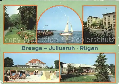 Juliusruh Ruegen Park Hafen am Bodden Segelboot FDGB Erholungsheim HO Gaststaette Ferienheim Strand Kat. Breege