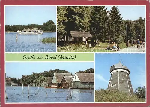 Roebel Mueritz MS Priborn Faehrschiff Promenade Bootshaeuser Jugendherberge Kat. Roebel Mueritz