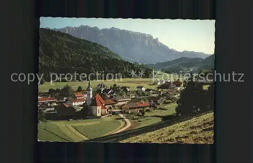 Sachrang Chiemgau Gesamtansicht mit Kaisergebirge Kat. Aschau i.Chiemgau