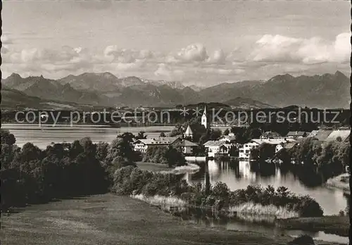 Seebruck Chiemsee mit Alztal Alpenpanorama Kat. Seeon Seebruck