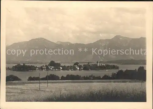 Fraueninsel Chiemsee mit Kloster Frauenwoerth Chiemgauer Alpen Kat. Chiemsee