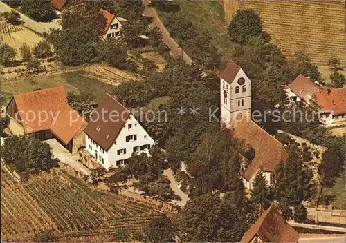 Betberg Fliegeraufnahme Kirche und Pfarrhaus Kat. Buggingen