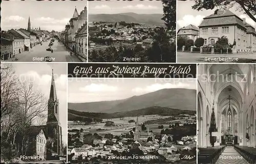 Zwiesel Niederbayern Gewerbeschule Pfarrkirche Stadtplatz / Zwiesel /Regen LKR