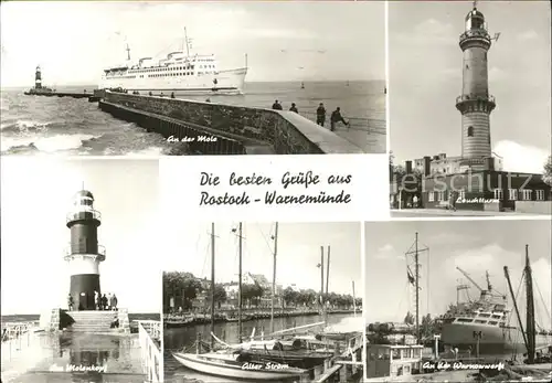 Warnemuende Ostseebad mit Leuchtturm u.Alter Strom Kat. Rostock