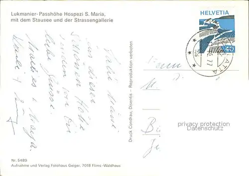 Lukmanier Passhoehe mit Hospiz S.Maria Kat. Lukmanier