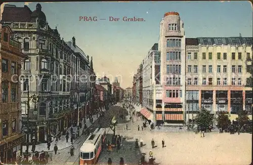 Prag Prahy Prague Der Graben Strassenbahn Kat. Praha