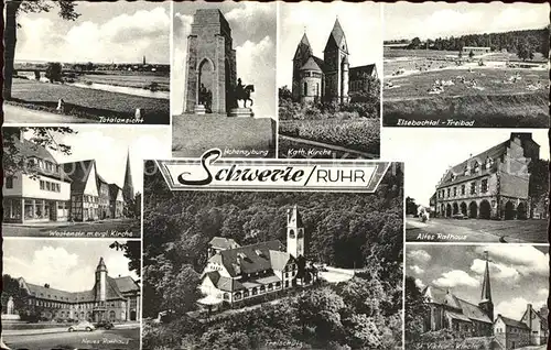 Schwerte Westenstrasse Kirche Rathaus Freischuetz Hohensyburg Elsebachtal Freibad Elsebachtal Kat. Schwerte