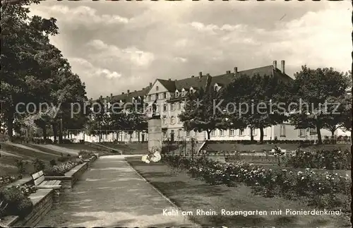 Kehl Rhein Rosengarten mit Pionierdenkmal Kat. Kehl