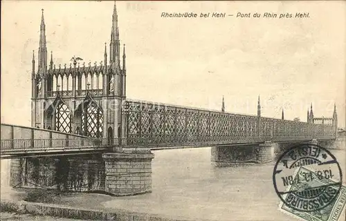 Kehl Rhein Rheinbruecke Pont du Rhin Stempel auf AK Kat. Kehl