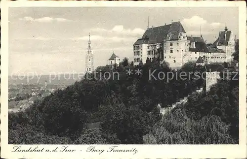 Landshut Isar Burg Trausnitz Kupfertiefdruck Kat. Landshut