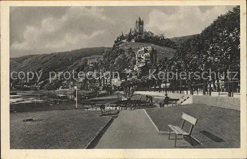 Kochem Burg mit Anlagen Uferpromenade Kat. Cochem