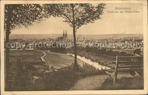 Regensburg Panorama Blick von den Winzerhoehen Kat. Regensburg