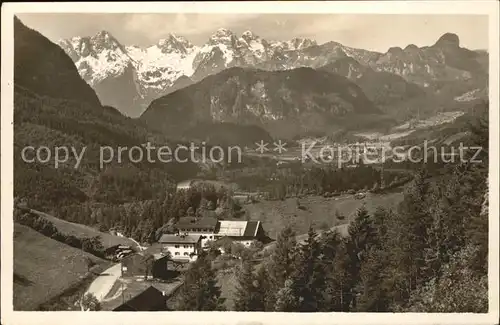 Melleck Gasthaus Melleck Blick gegen Unken und Loferer Steinberge Kat. Schneizlreuth