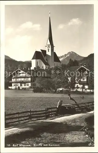 Bad Wiessee Ortsansicht mit Kirche und Kampen Mangfallgebirge Kat. Bad Wiessee