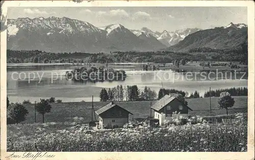 Murnau Partie am Staffelsee mit Alpenpanorama Kat. Murnau a.Staffelsee