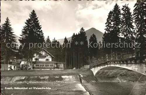 Kreuth Tegernsee Gasthof Batzenhaeusl mit Weissachbruecke Kat. Kreuth