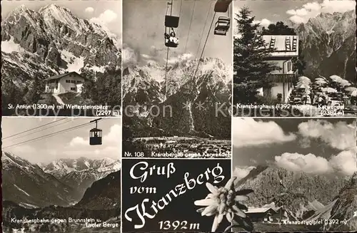 Mittenwald Karwendel Tirol Kranzbergbahn Gipfelhaus Berghaus St. Anton Wettersteinspitze Edelweiss Kat. Schwaz