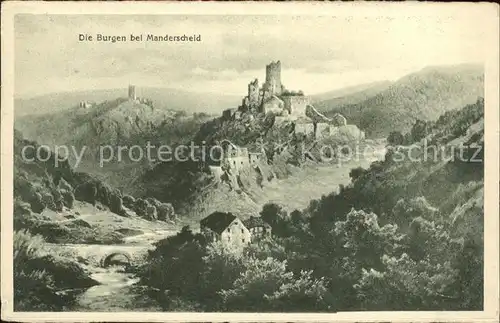 Manderscheid Eifel Die Burgen bei Manderscheid Kuenstlerkarte Kat. Manderscheid