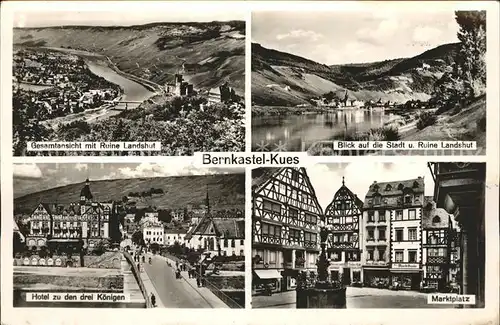 Bernkastel Kues Burgruine Landshut Mosel Hotel Drei Koenige Marktplatz Brunnen Fachwerkhaus Kat. Bernkastel Kues