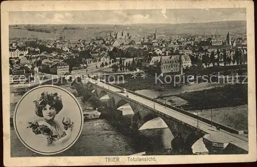 Trier Totalansicht Moselbruecke Kat. Trier