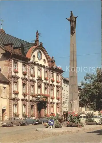 Offenburg Rathaus und Ursulasaeule Kat. Offenburg