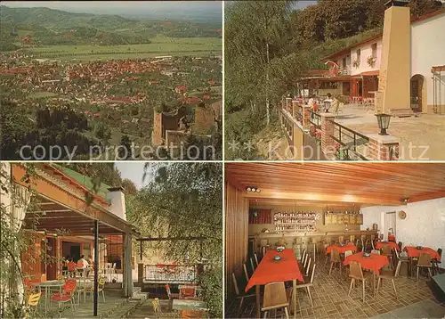 Oberkirch Baden Haus am Berg Restaurant Weinstube Terrasse Panorama Burgruine Kat. Oberkirch