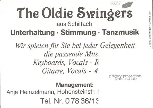 Schiltach The Oldie Swingers Musik Tanz Instrument Dampflokomotive Kat. Schiltach