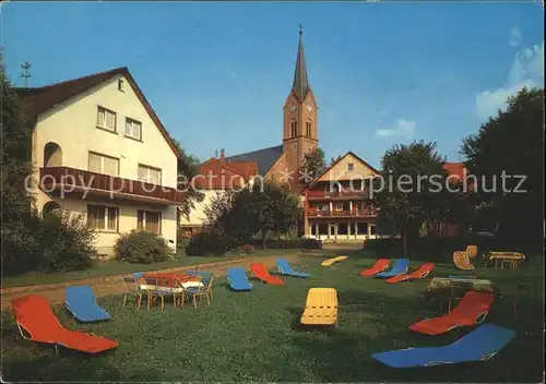 Oberharmersbach Hotel Baeren Liegewiese Kirche Kat. Oberharmersbach