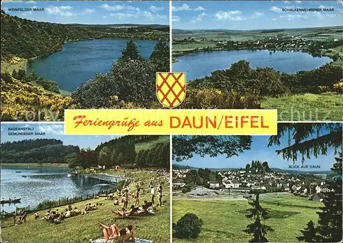 Daun Eifel Weinfelder Maar Schalkenmehrener Maar Badeanstalt Gemuendener Maar Wappen Kat. Daun