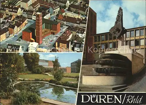 Dueren Rheinland Fliegeraufnahme Innenstadt Teich Brunnen Kat. Dueren