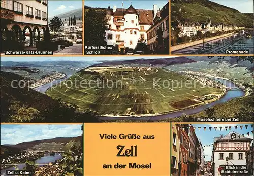 Zell Mosel Schwarze Katz Brunnen Schloss Promenade Moselschleife Balduinstrasse Kat. Zell (Mosel)