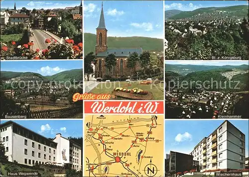 Werdohl Stadtbruecke Kirche Bausenberg Koenigsburg Kleinhammer Wiechernhaus Haus Wegwende Kat. Werdohl