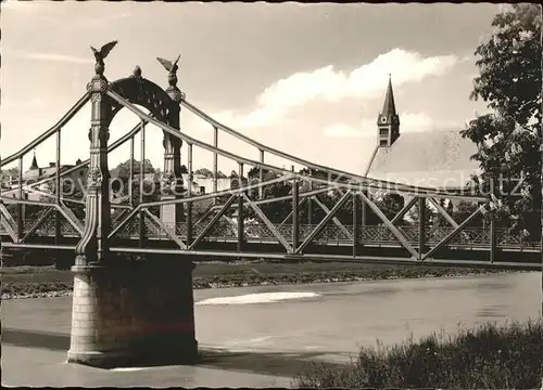 Laufen Salzach Uferpartie an der Salzach Bruecke Kirche Kat. Laufen