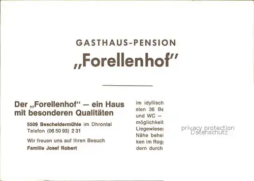 Bescheid Hermeskeil Gasthaus Pension Forellenhof Bescheidermuehle Dhrontal Kutschfahrten Kat. Bescheid