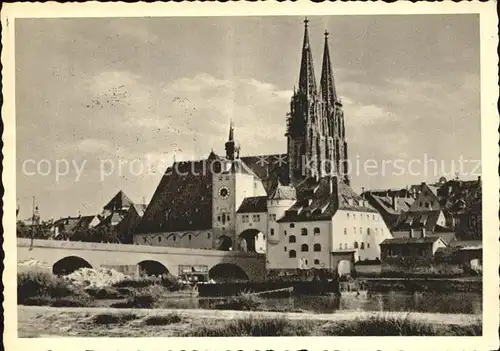 Regensburg Steinerne Bruecke und Dom Kat. Regensburg