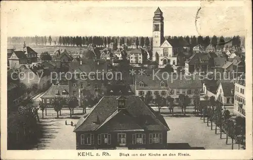 Kehl Rhein Blick von der Kirche an den Rhein Kat. Kehl