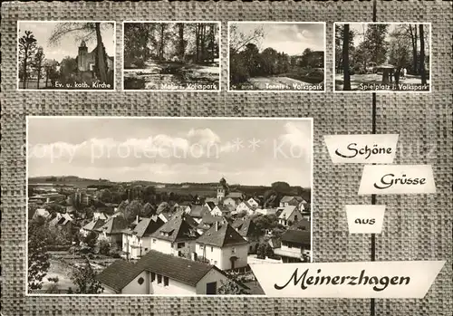 Meinerzhagen Teilansicht Kirche Volkspark Tennisplatz Spielplatz Kat. Meinerzhagen