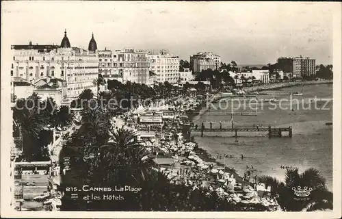 Cannes Alpes Maritimes La Plage et les Hotels Kat. Cannes