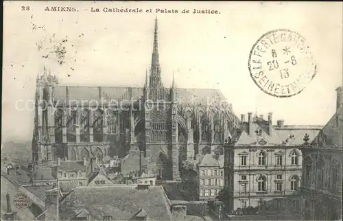 Amiens Cathedrale et Palais de Justice Stempel auf AK Kat. Amiens
