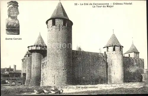 Carcassonne La Cite Chateau Feodal Tour du Major Dame Carcas Kat. Carcassonne