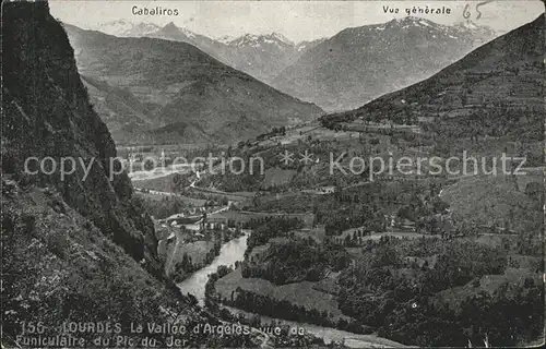 Lourdes Hautes Pyrenees Vallee d Argeles vue de Funiculaire du Pic du Jer Kat. Lourdes