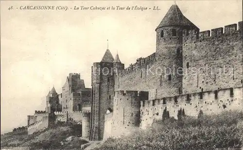 Carcassonne Chateau Tour Cahuzac et Tour de l Eveque Kat. Carcassonne