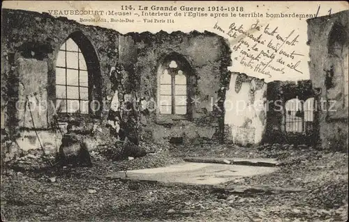 Vaubecourt Ruines de l Eglise Grande Guerre 1. Weltkrieg Kat. Vaubecourt