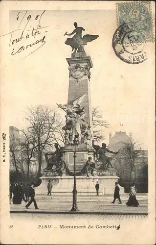 Paris Monument de Gambetta Statue Stempel auf AK Kat. Paris