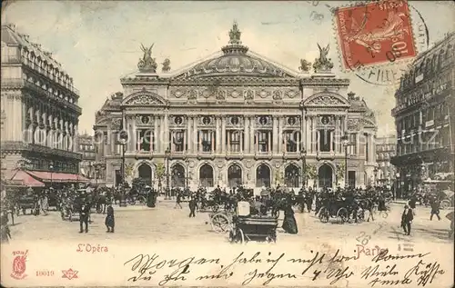 Paris Opera Pferdedroschke Stempel auf AK Kat. Paris